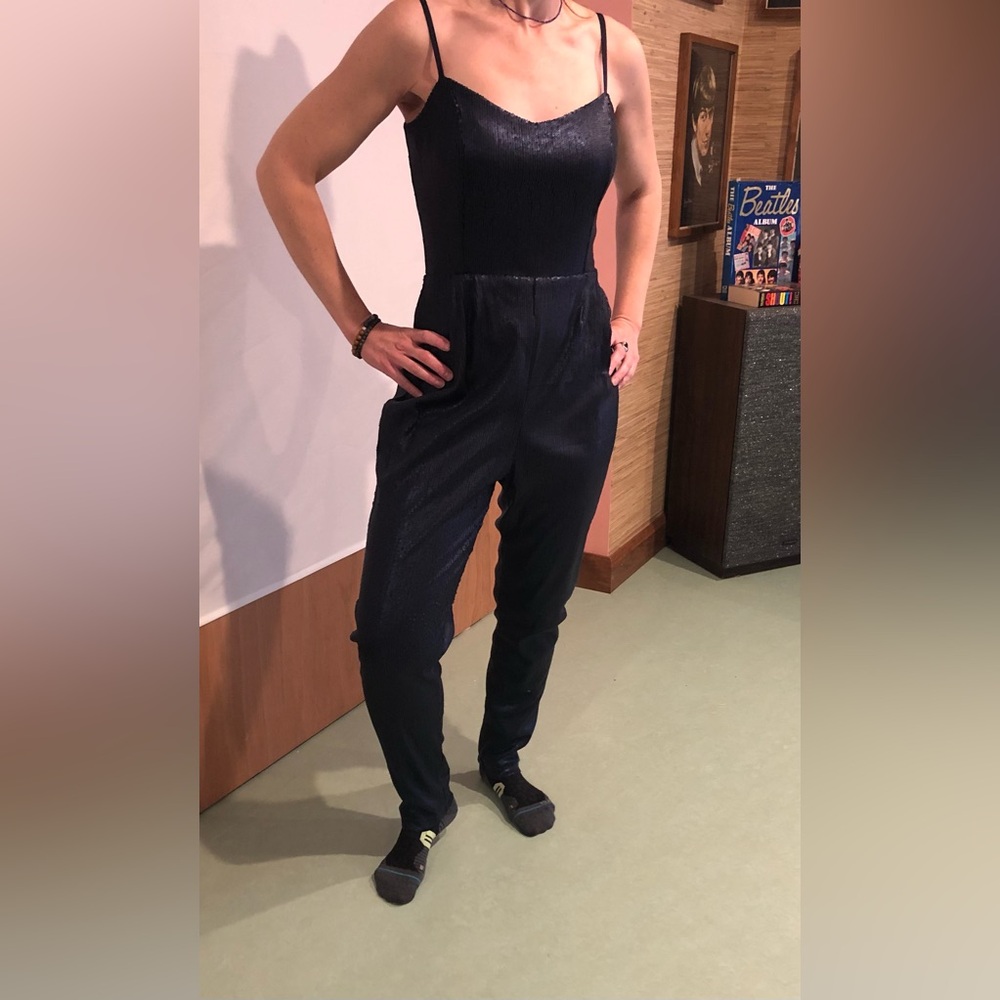 Navy blue sequinned jumpsuit vintage